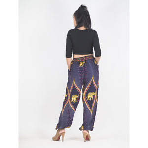 Diamond Elephant Unisex Drawstring Genie Pants in Purple PP0110 020079 01