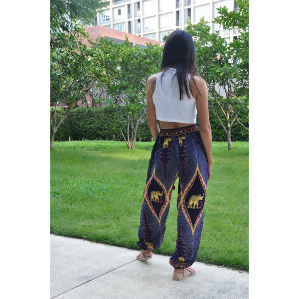 Diamond Elephant Unisex Drawstring Genie Pants in Purple PP0110 020079 01