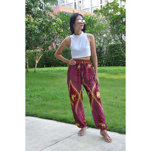 Diamond Elephant Unisex Drawstring Genie Pants in Red PP0110 020079 02
