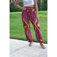 Load image into Gallery viewer, Diamond Elephant Unisex Drawstring Genie Pants in Red PP0110 020079 02