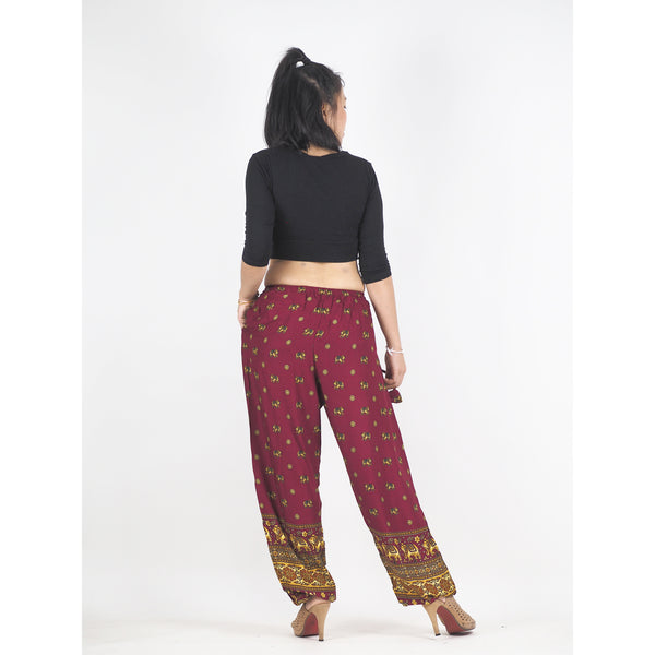 Elephant Unisex Drawstring Genie Pants in Drak Red PP0110 020099 04