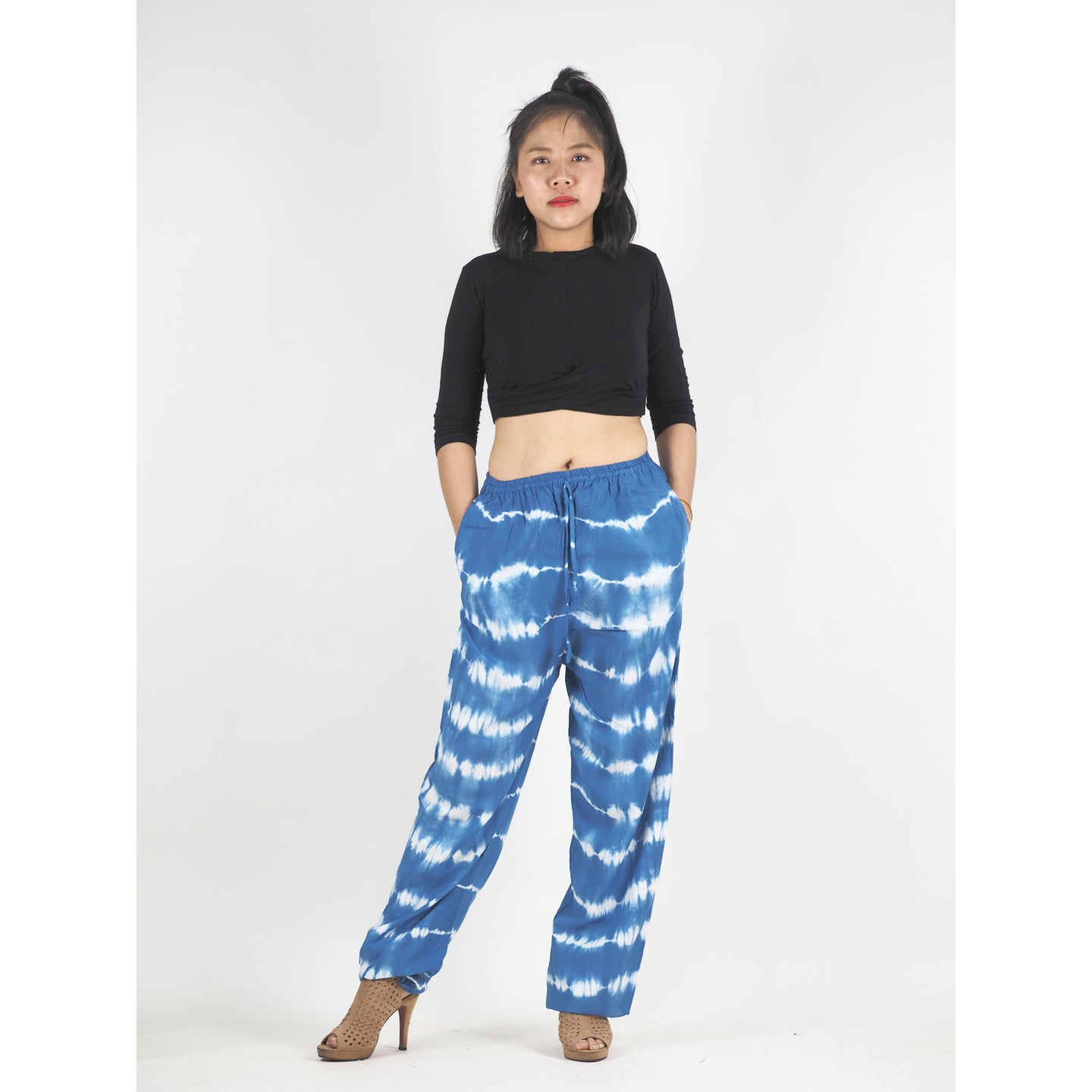 Tie Dye Unisex Drawstring Genie Pants in Blue PP0110 029000 02