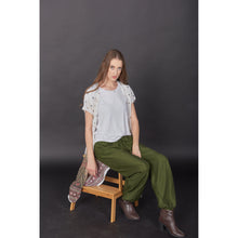 Load image into Gallery viewer, Solid Color Unisex Drawstring Genie Pants in Olive PP0110 020000 13