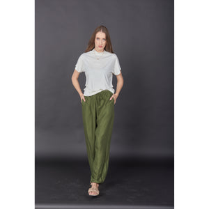 Solid Color Unisex Drawstring Genie Pants in Olive PP0110 020000 13