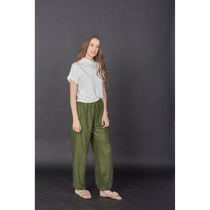 Solid Color Unisex Drawstring Genie Pants in Olive PP0110 020000 13