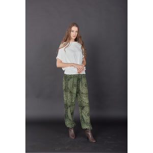 Monotone Mandala Unisex Drawstring Genie Pants in Green PP0110 020031 04