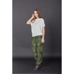 Monotone Mandala Unisex Drawstring Genie Pants in Green PP0110 020031 04
