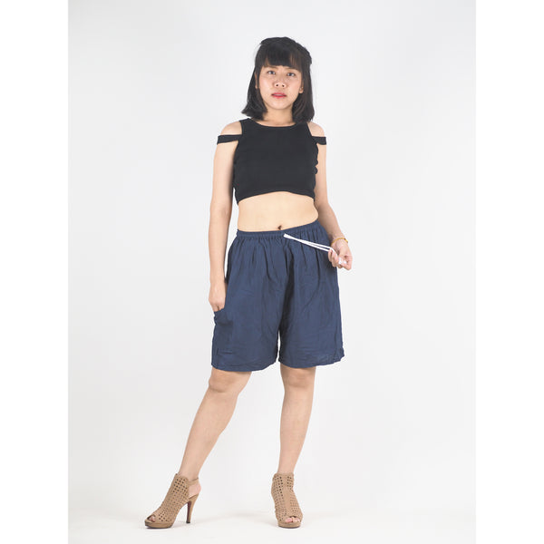 Solid Color Unisex Bermuda Pants in Navy Blue PP0139 020000 03
