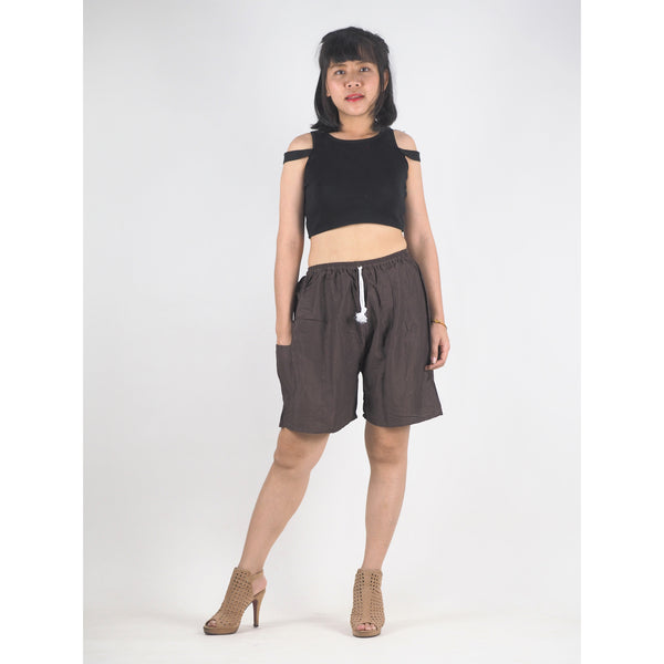 Solid Color Unisex Bermuda Pants in Dark Brown PP0139 020000 16