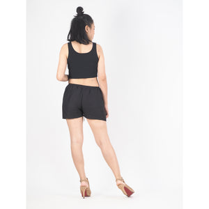 Solid Color Women's Shorts Drawstring Genie Pants in Black PP0142 020000 10