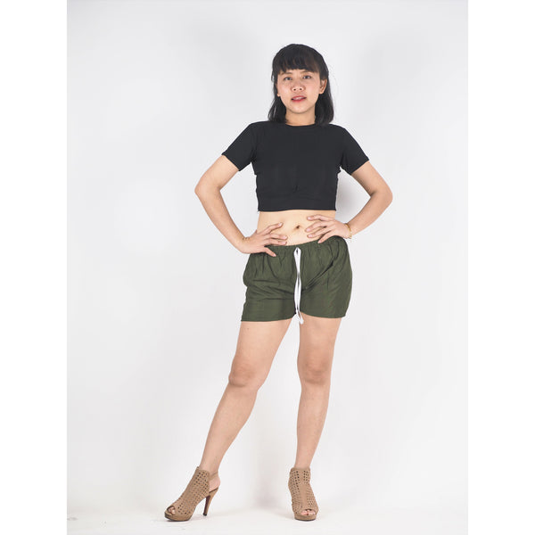 Solid Color Women's Shorts Pants in Olive PP0335 020000 13