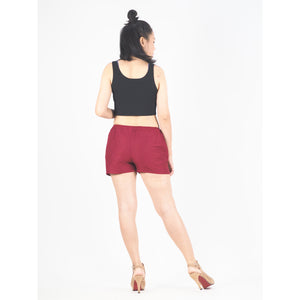 Solid Color Women's Shorts Drawstring Genie Pants in Burgundy PP0142 020000 15