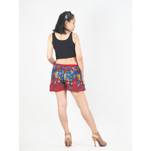Floral Royal Women's Shorts Drawstring Genie Pants in Red PP0142 020010 10