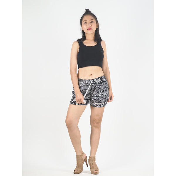 Elephant Temple Women's Shorts Drawstring Genie Pants in Black PP0142 020014 01