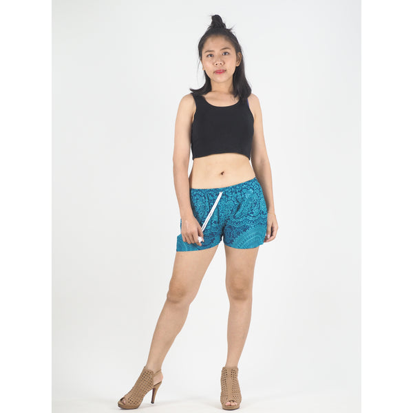 Monotone Mandala Women's Shorts Drawstring Genie Pants in Ocean Blue PP0142 020031 06