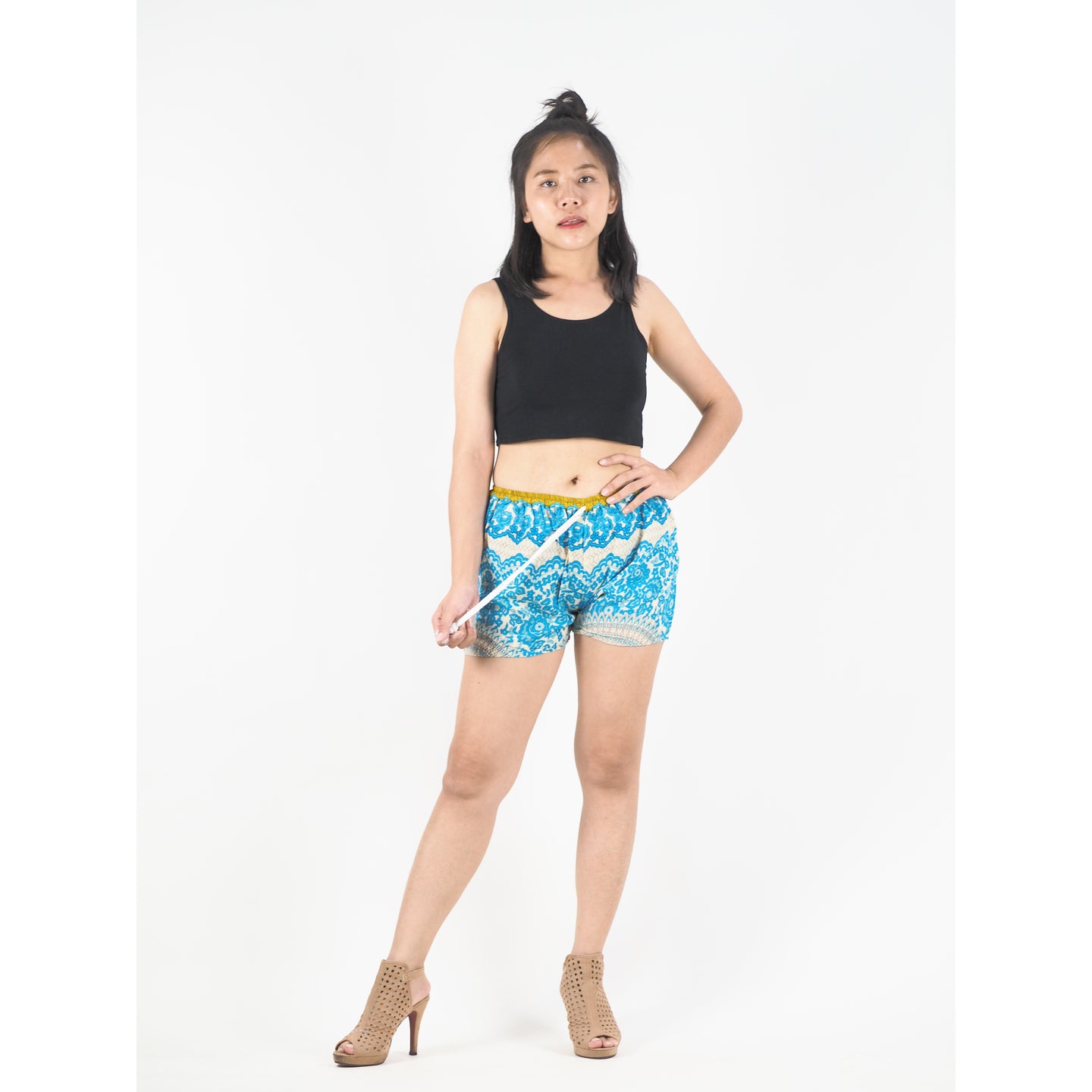 2 Tone mandala  Women's Shorts Drawstring Genie Pants in Light Blue PP0142 020032 03