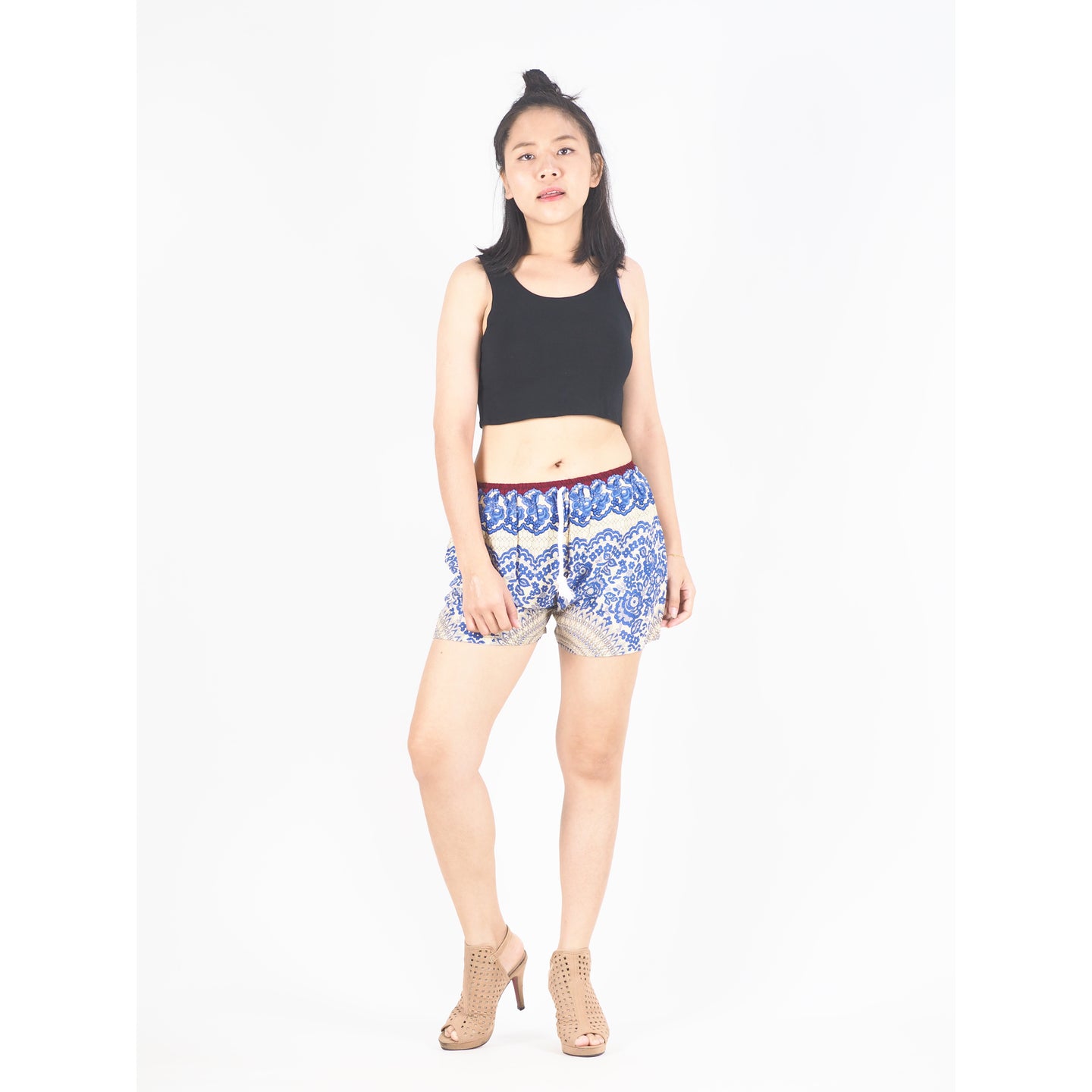 2 Tone Mandala Women's Shorts Drawstring Genie Pants in Navy PP0142 020032 04