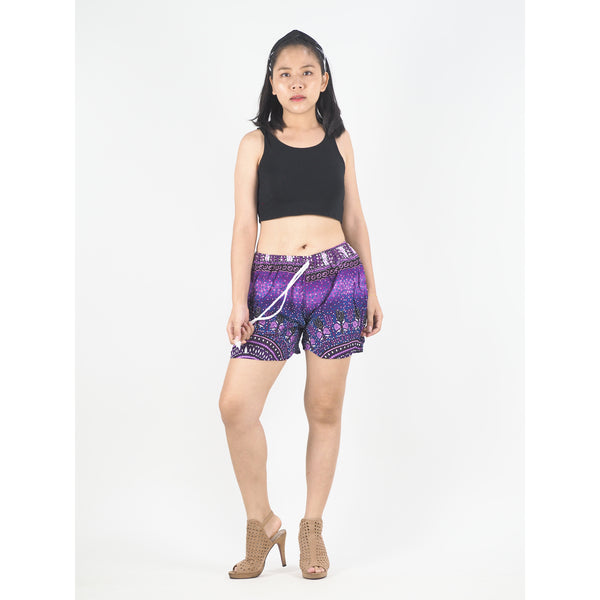 Tribal Dashiki Women's Shorts Drawstring Genie Pants in Purple PP0142 020060 06
