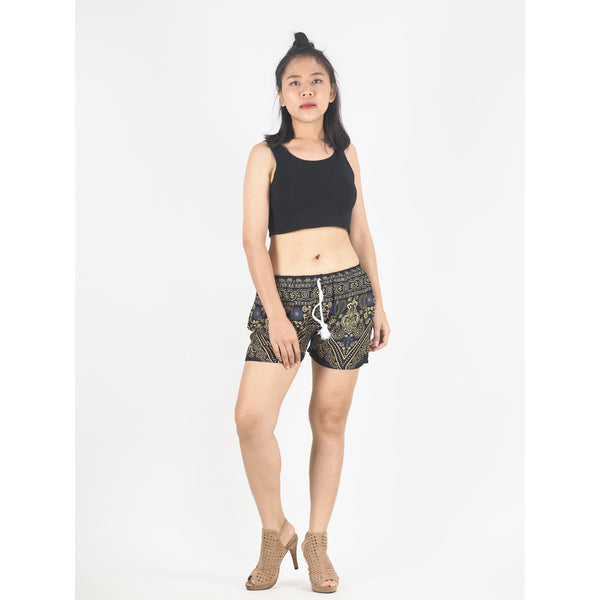 Temple Flower Women's Shorts Drawstring Genie Pants in Navy Blue PP0142 020159 04