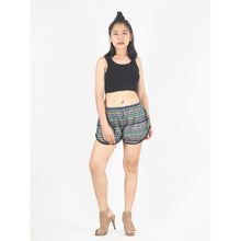 Load image into Gallery viewer, Colorful Stripes Women&#39;s Mini Pompom Shorts Pants in Green PP0228 020006 02
