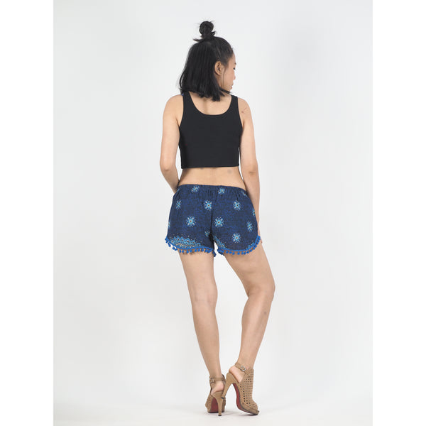 Rose Bushes Women's Pompom Shorts Pants in Navy blue PP0228 020118 03