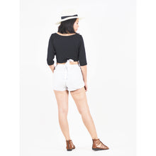 Load image into Gallery viewer, Solid Color Women&#39;s Blooming Shorts Pants in White PP0206 020000 04