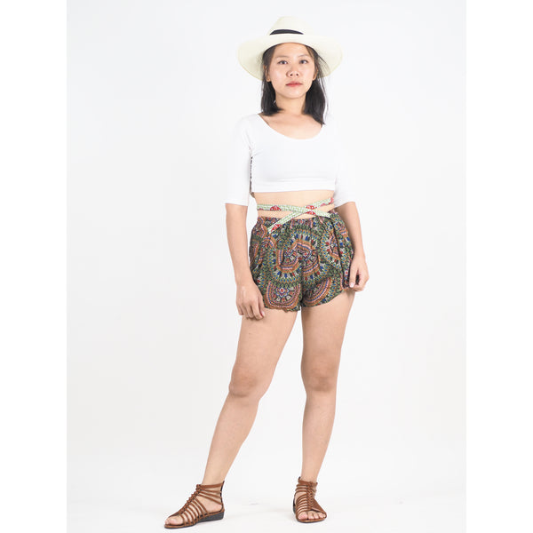 Contrast Mandala Women's Blooming Shorts Pants in Green PP0206 020127 02