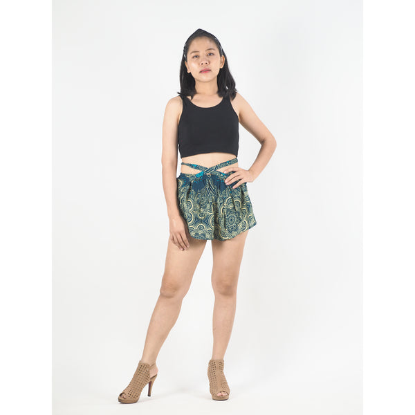 Temple Flower Women's Blooming Shorts Pants in Ocean Blue PP0206 020159 01