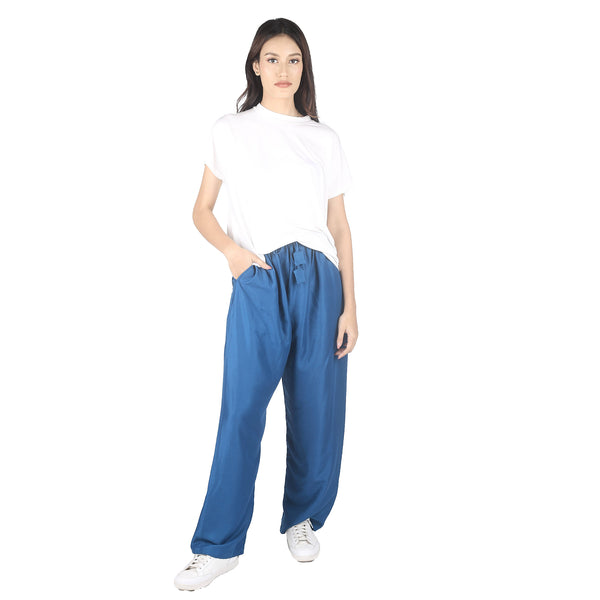 Solid Color Unisex Drawstring Wide Leg Pants in Aqua PP0216 020000 09