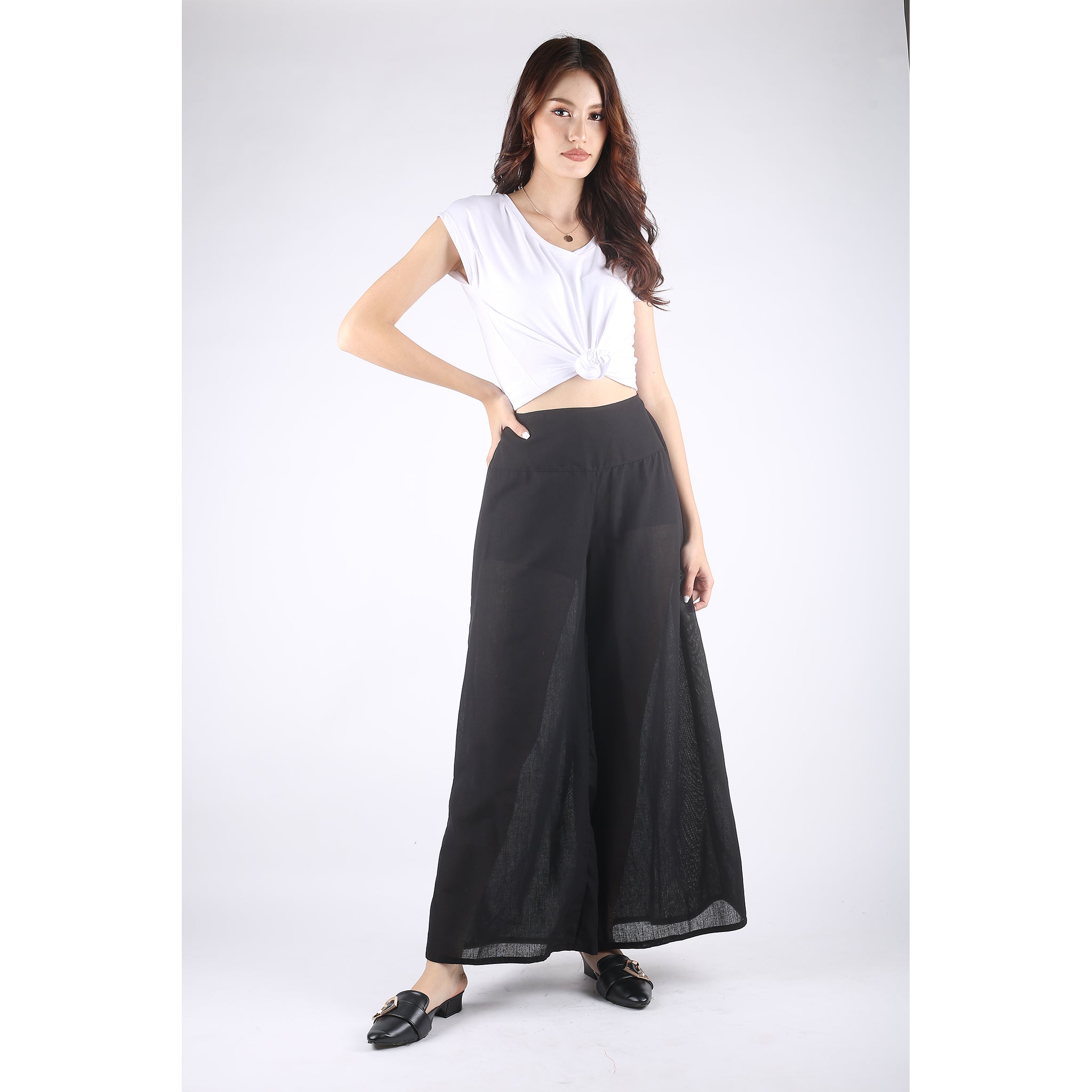 Buy Jet Black Hand Embroidered Peplum Top with Tassels Paired with Palazzo  Pants Online