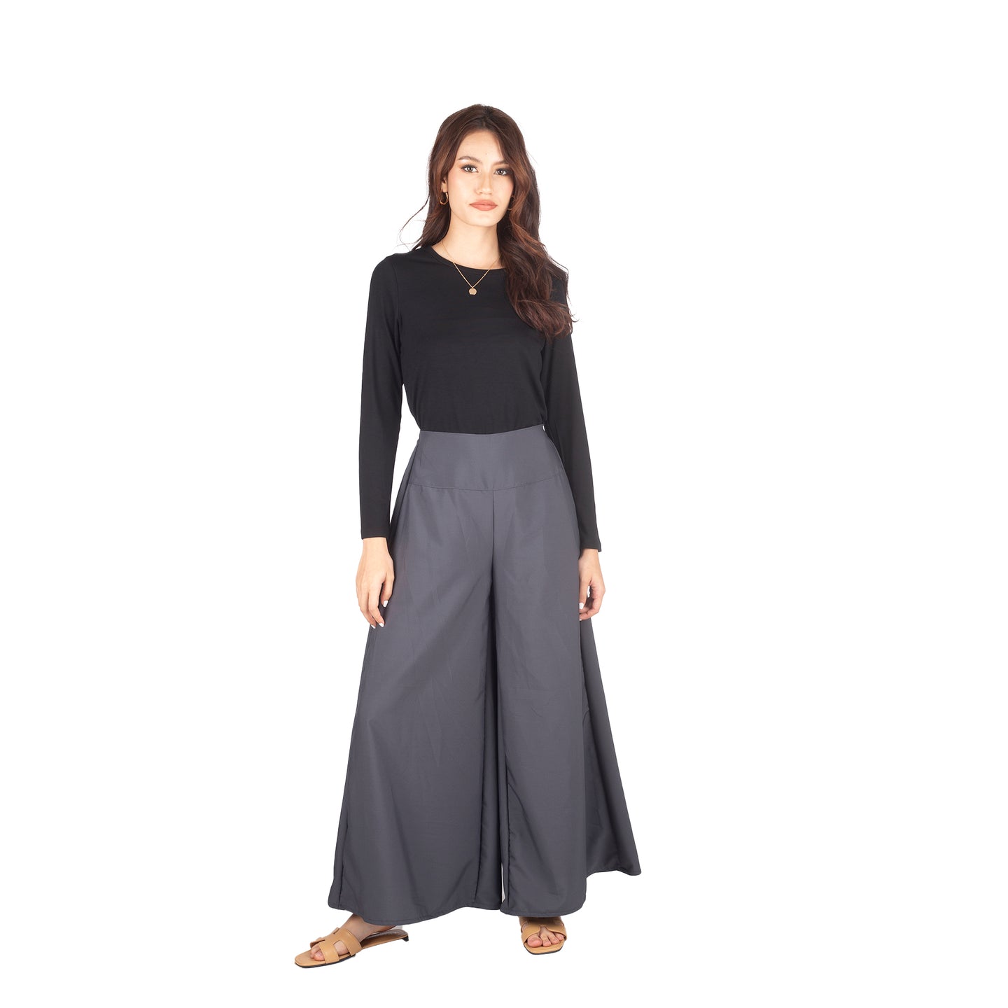 Solid Color Women's Palazzo Pants in Drak Gray PP0304 130000 01