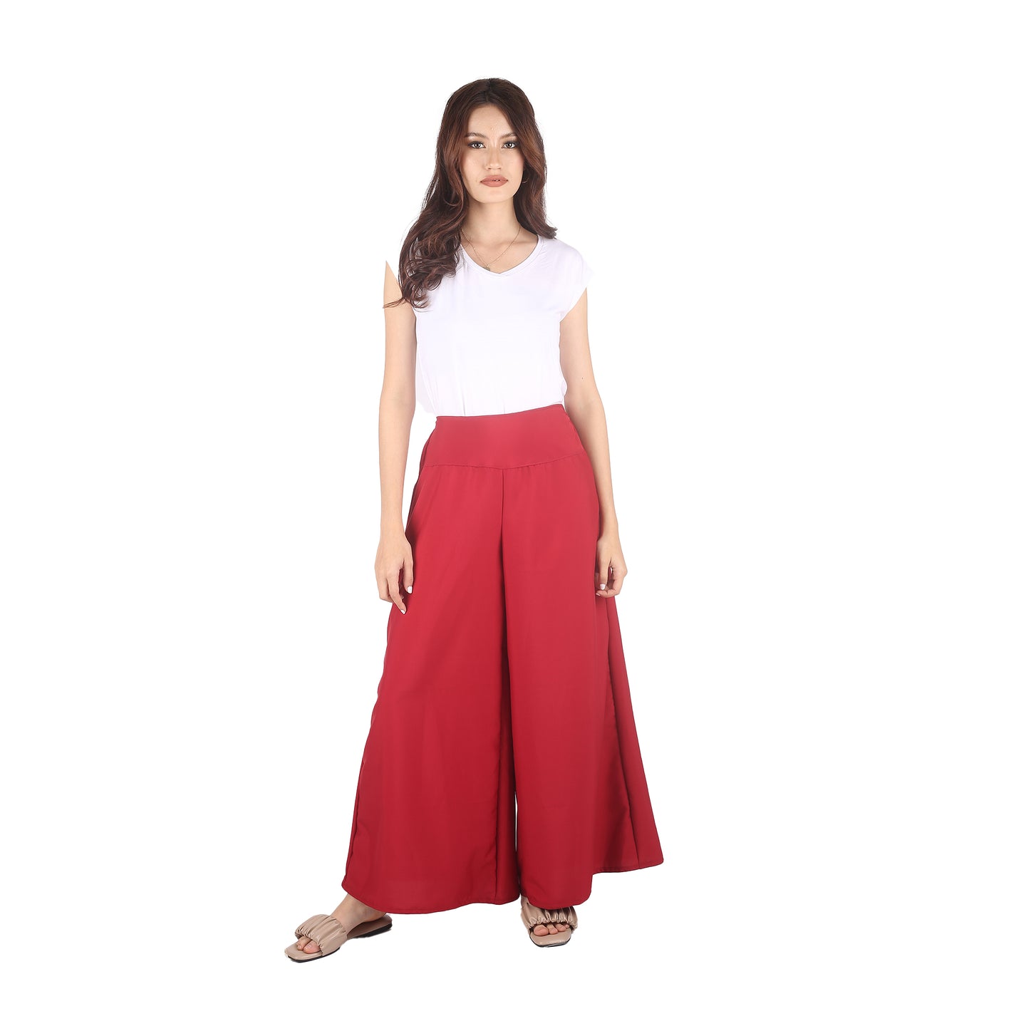 Solid Color Women's Palazzo Pants in Burgundy PP0304 130000 15