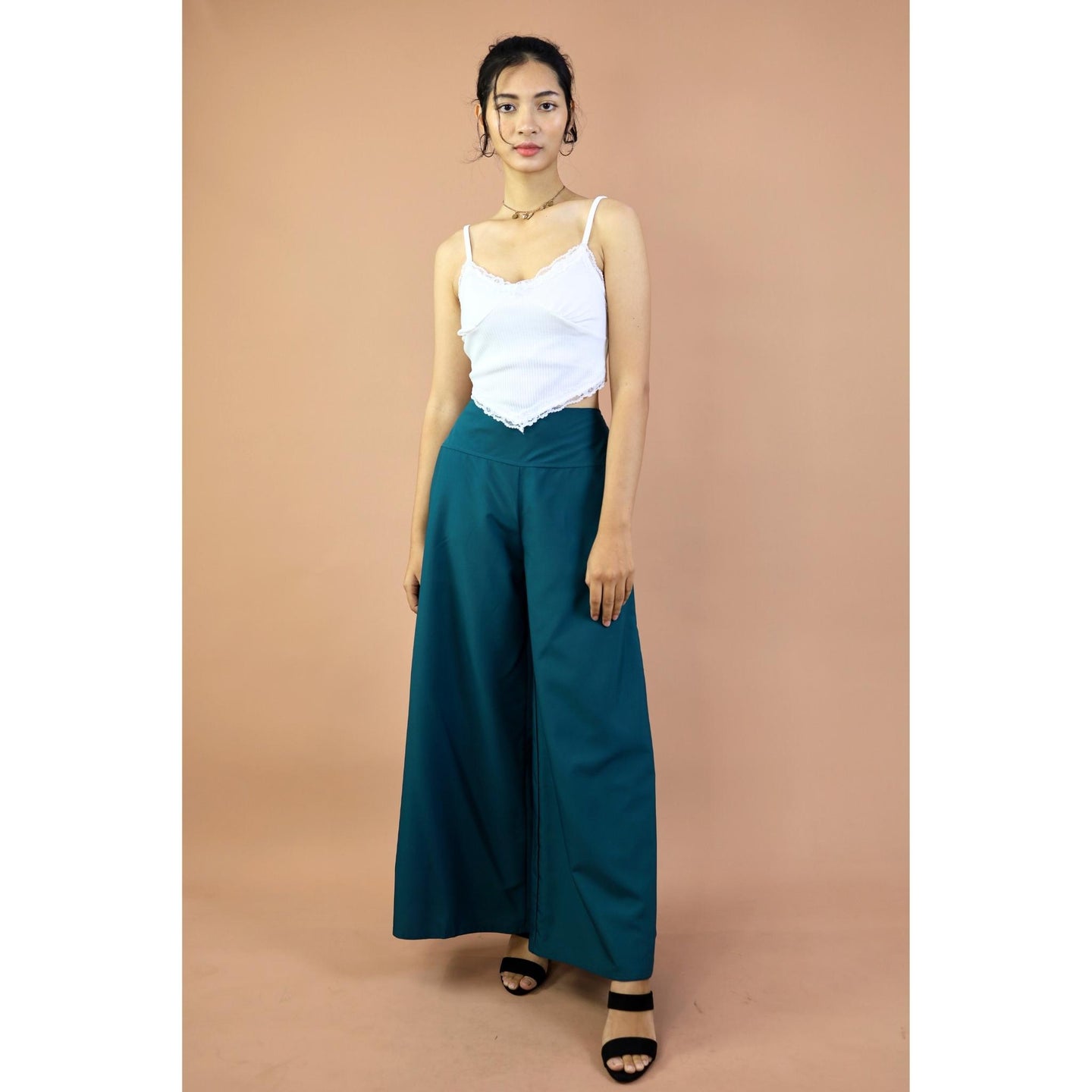 Solid Color Women's Palazzo Pants in Green PP0304 130000 08