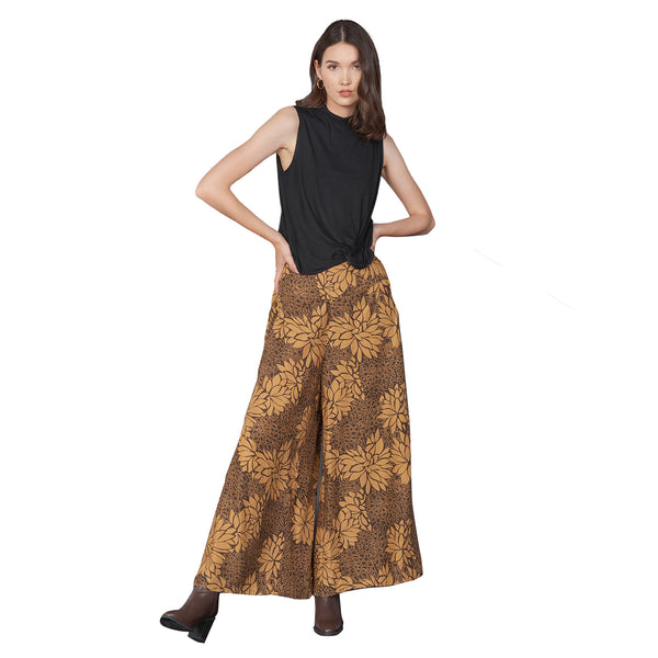 Flowers Women's Palazzo Pants in Brown PP0304 020143 01