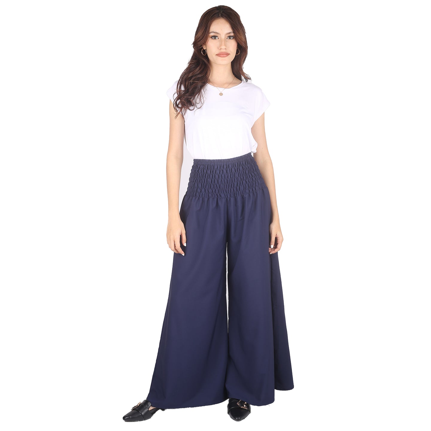 Solid Color Women's Wide Leg Pants in Navy Blue PP0311 130000 03