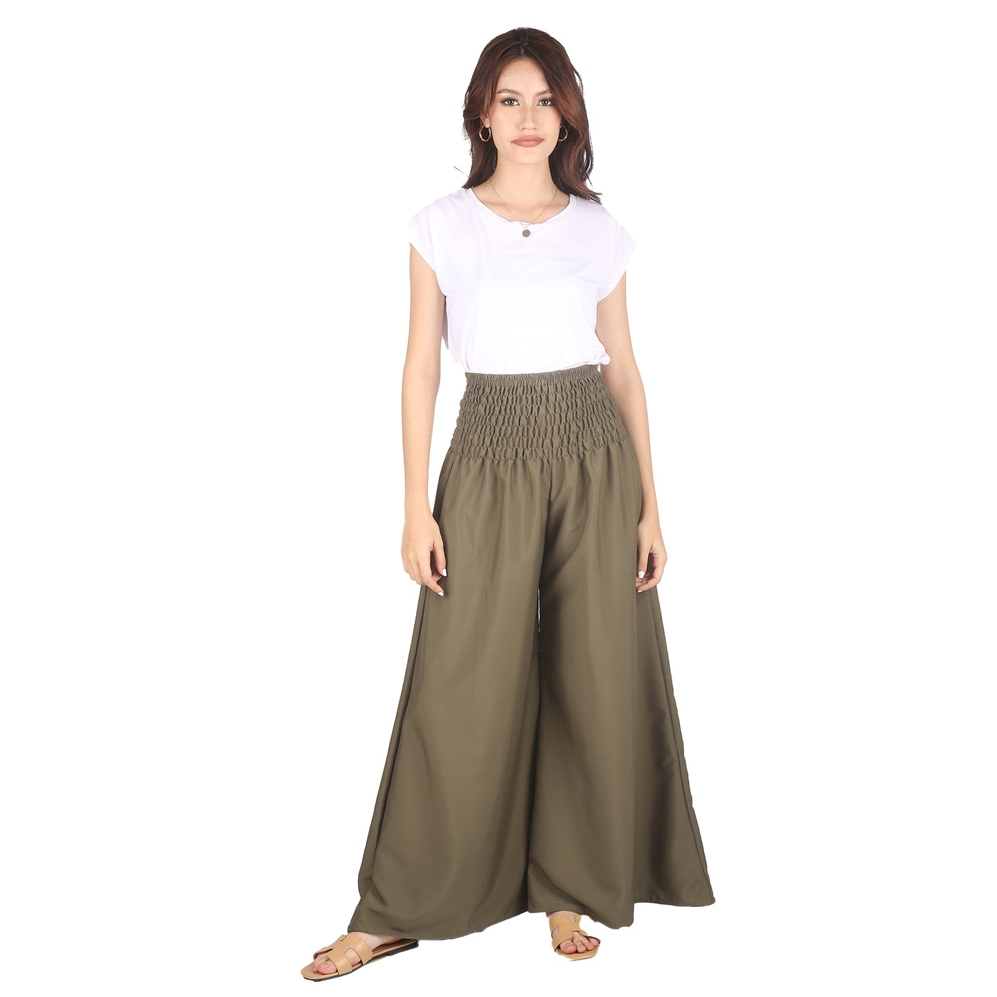 Solid Color Women's Wide Leg Pants in Olive PP0311 130000 21
