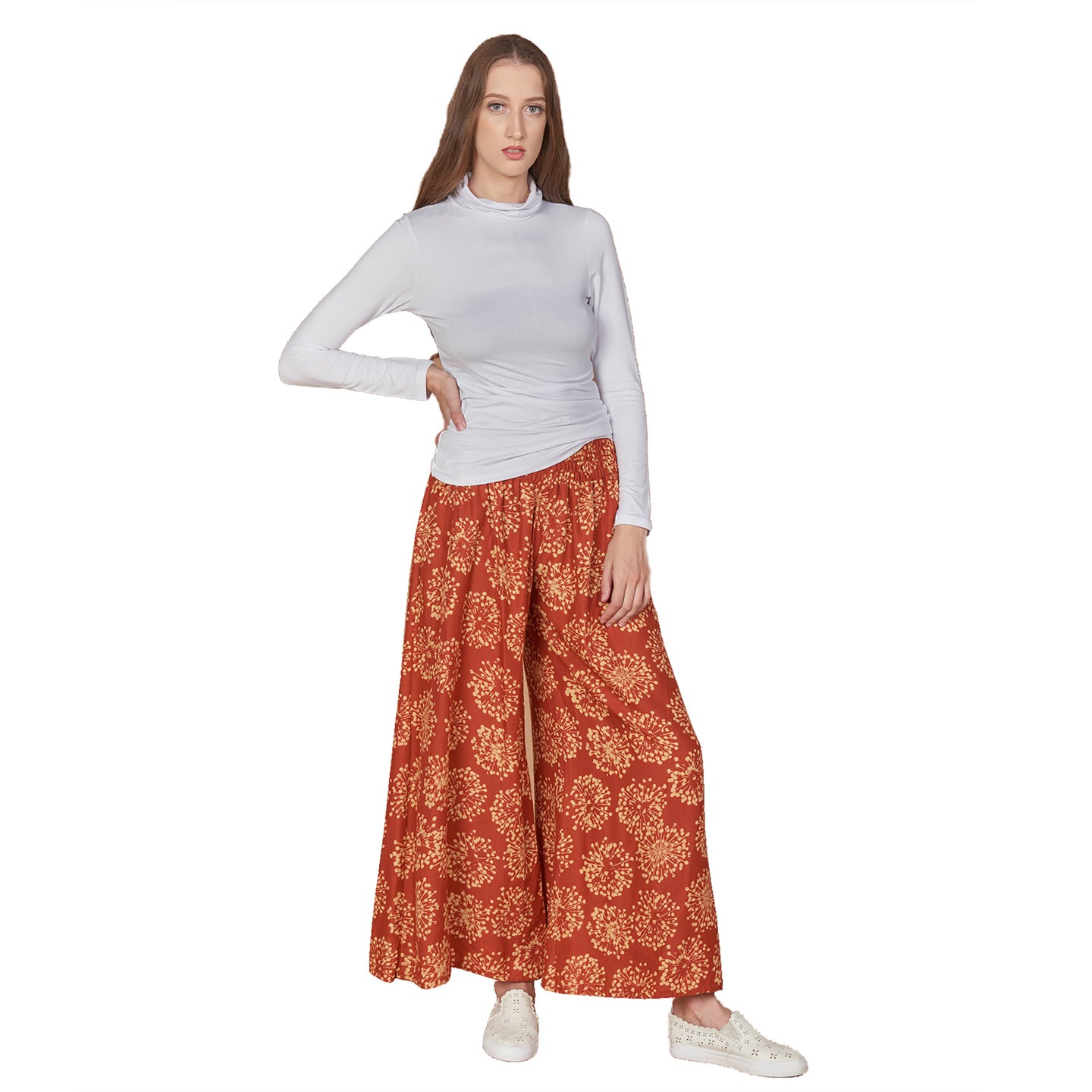 Flowers Women's Wide Leg Pants in Orange PP0311 020147 01