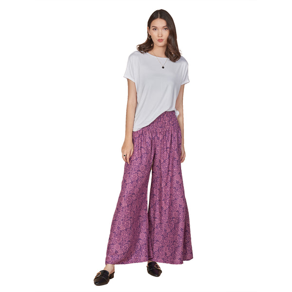 Flowers Women's Wide Leg Pants in Purple PP0311 020148 01