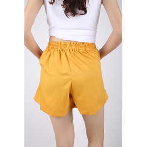 Solid Color Women's Drawstring Short Pants in Mustard PP0315 130000 13