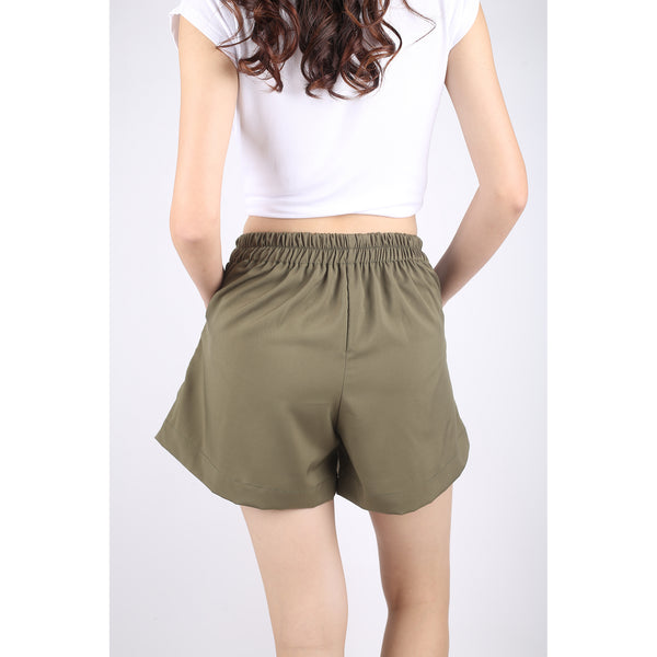 Solid Color Women's Drawstring Short Pants in Olive PP0315 130000 21