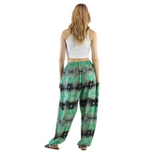Load image into Gallery viewer, Paisley Buddha Unisex Drawstring Genie Pants in Green PP0318 020002 03