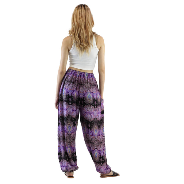 Paisley Buddha Unisex Drawstring Genie Pants in Purple PP0318 020002 06