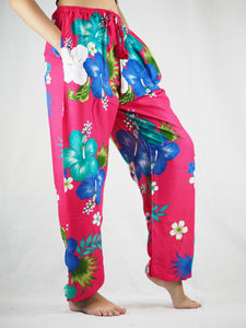 Painted flower Unisex Drawstring Genie Pants in Pink PP0110 020062 05