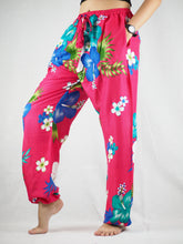 Load image into Gallery viewer, Painted flower Unisex Drawstring Genie Pants in Pink PP0110 020062 05