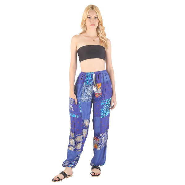 Patchwork Unisex Drawstring Genie Pants in Bright Navy PP0110 028000 07