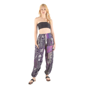 Patchwork Unisex Drawstring Genie Pants in Purple PP0110 028000 06