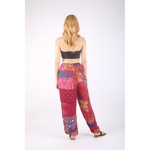 Patchwork Unisex Drawstring Genie Pants in Red PP0110 028000 12