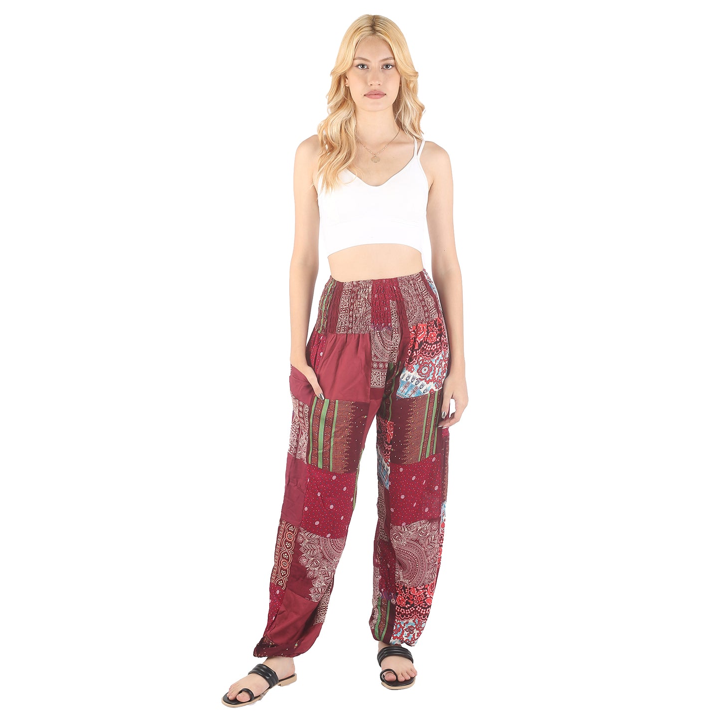 Patchwork Unisex Harem Pants in Red PP0004 028000 12