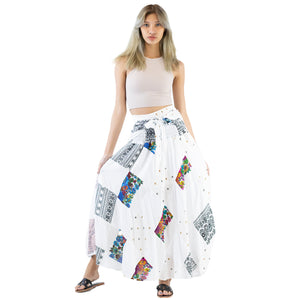Patchwork Women's Bohemian Skirt in White SK0033 028000 04