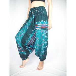 Peacock Heaven Unisex Aladdin drop crotch pants in Green PP0056 020058 05